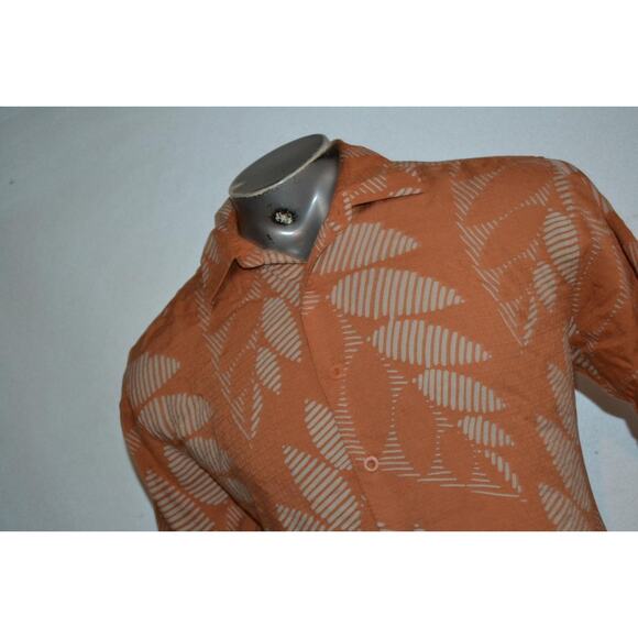 Cubavera Hawaiian Shirt Viscose Rayon Orange Tropical Design Mens Size Large - Picture 1 of 8